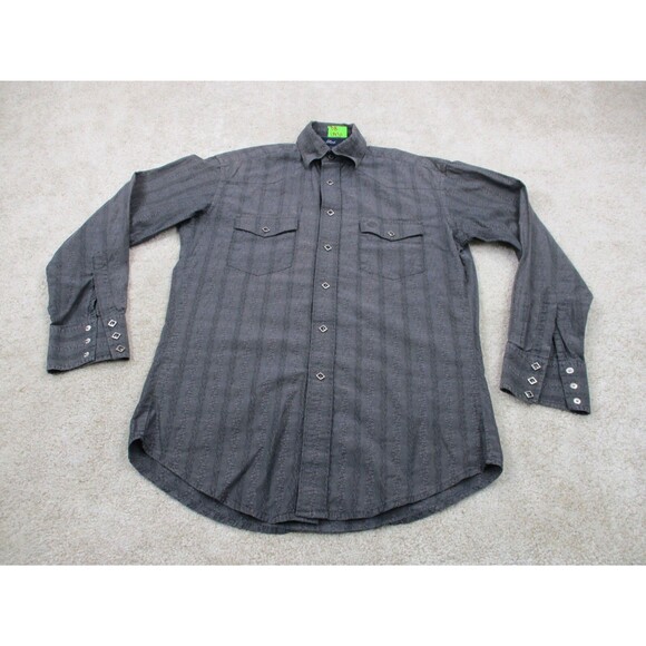 Wrangler Shirt Men Small Gray Spur George Strait Troubadour Western Pearl Snap - Picture 1 of 10